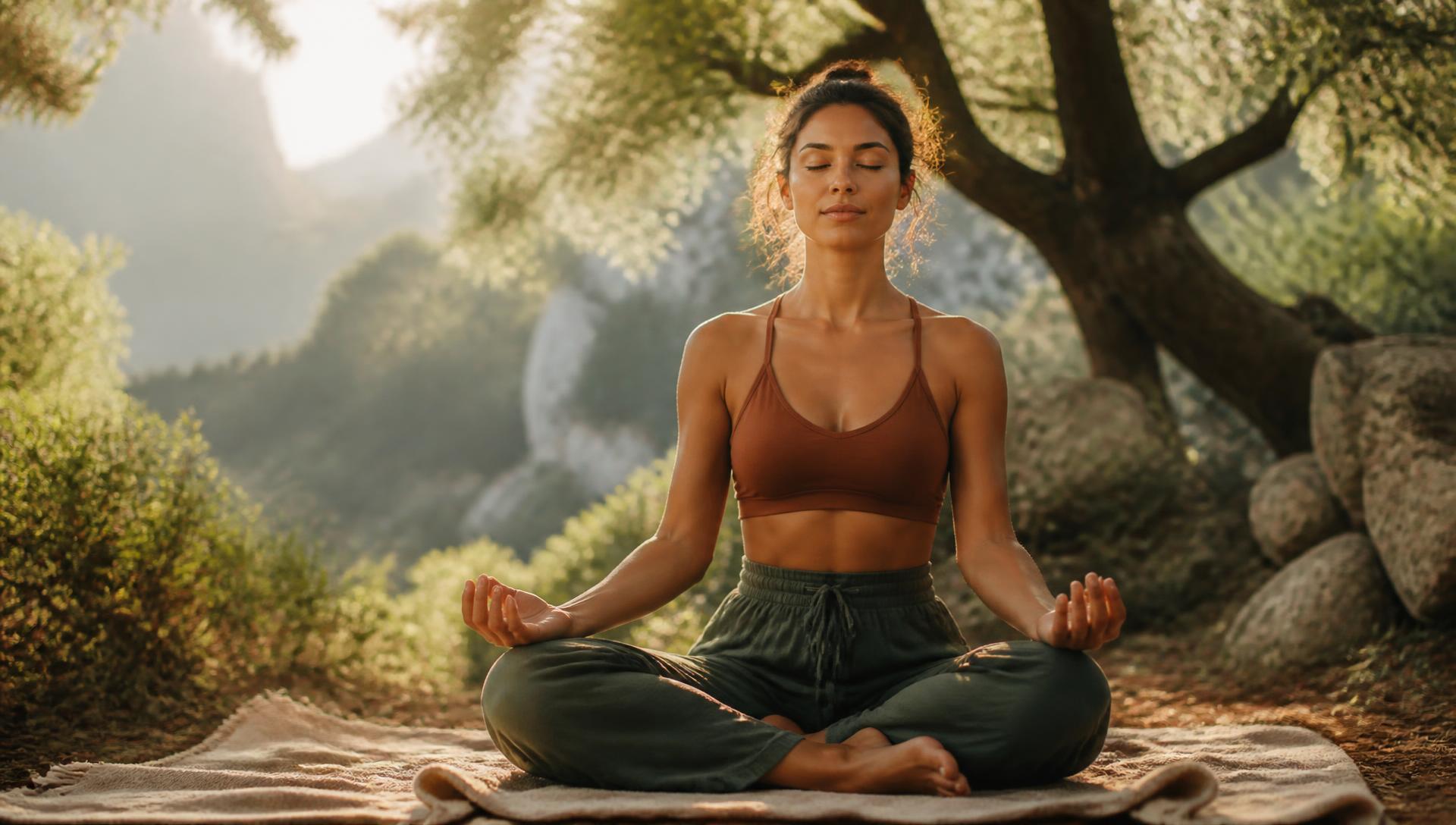 Mulher a meditar na natureza